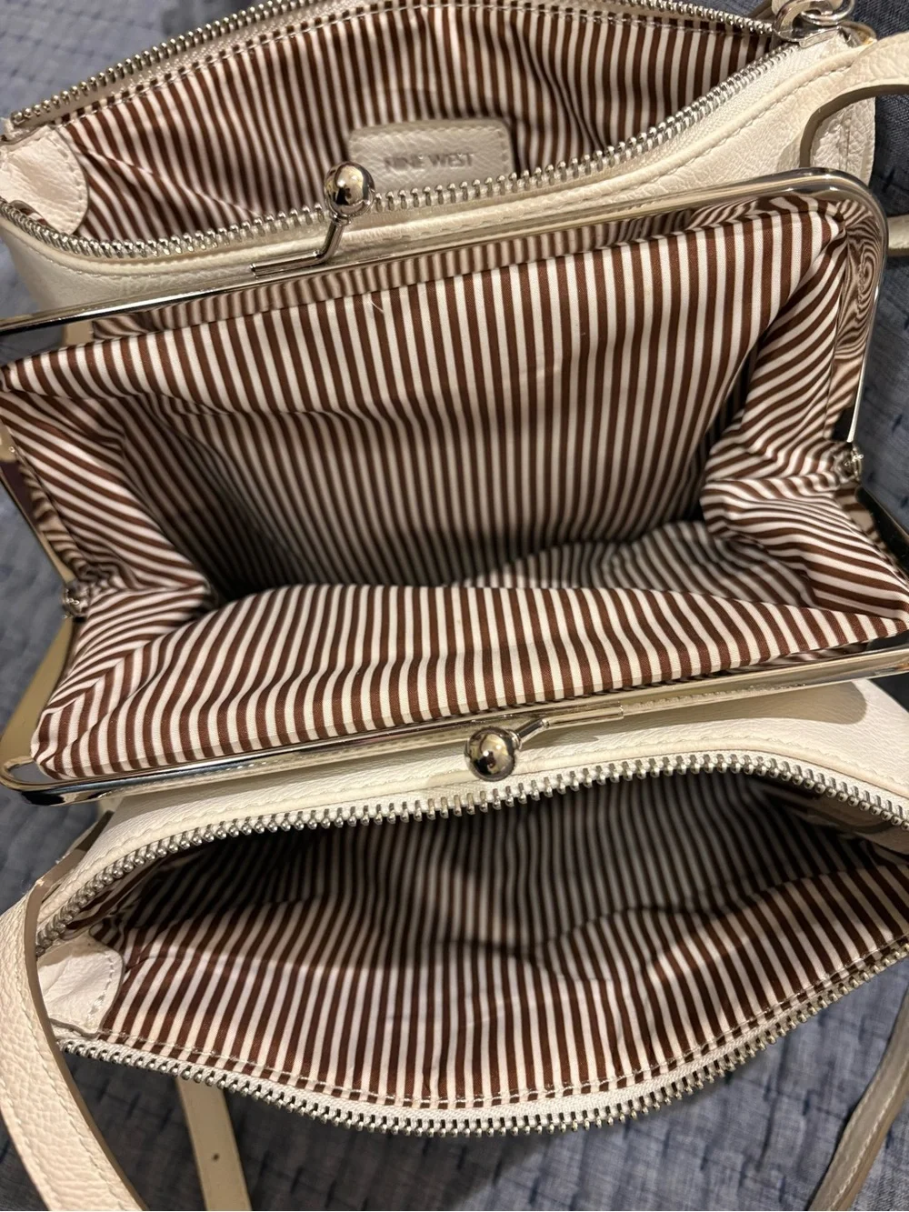 Nine West Denim & Cream Crossbody Bag with Kisslock